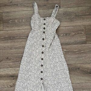 Japna Tan Animal Leopard Print Button Down Midi Dress Size XS